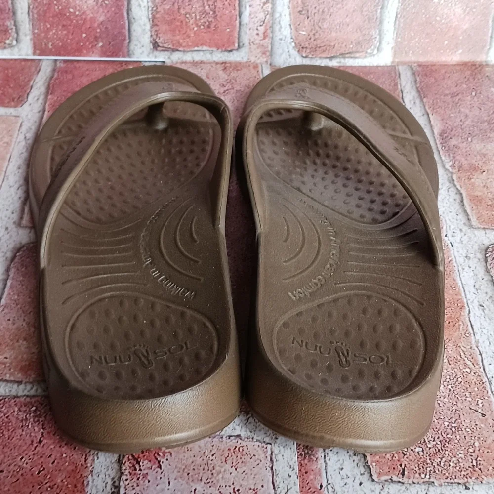NuuSol Cascade Flip Flops Mens 8 Womens 9 Brown Comfort Thong Sandals